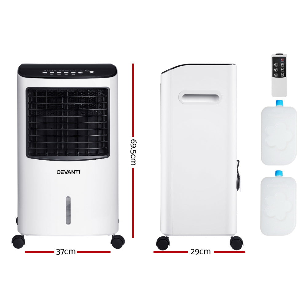 Devanti Evaporative Air Cooler Portable 8L Cooling Fan Humidifier