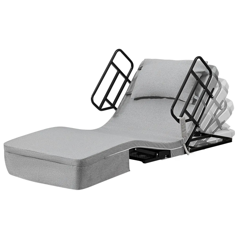 Electric Adjustable Bed, Backrest and Leg Adjustment German-Engineered Power Lifting with Remote Control, Grey