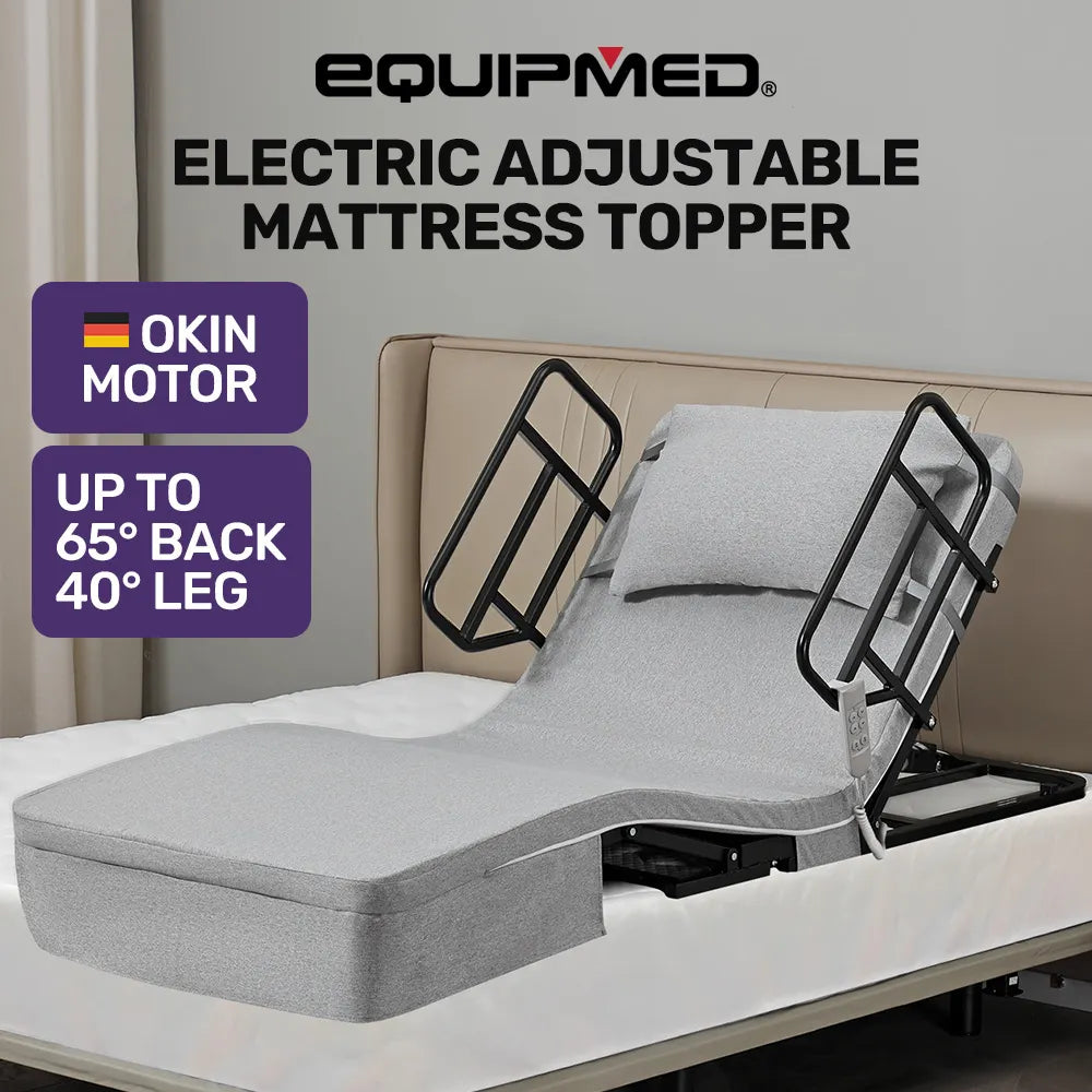 Electric Adjustable Bed, Backrest and Leg Adjustment German-Engineered Power Lifting with Remote Control, Grey
