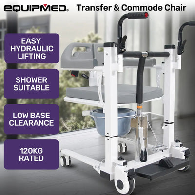 EQUIPMED 4in1 Patient Lift Transfer Chair for Seniors Elderly Disabled