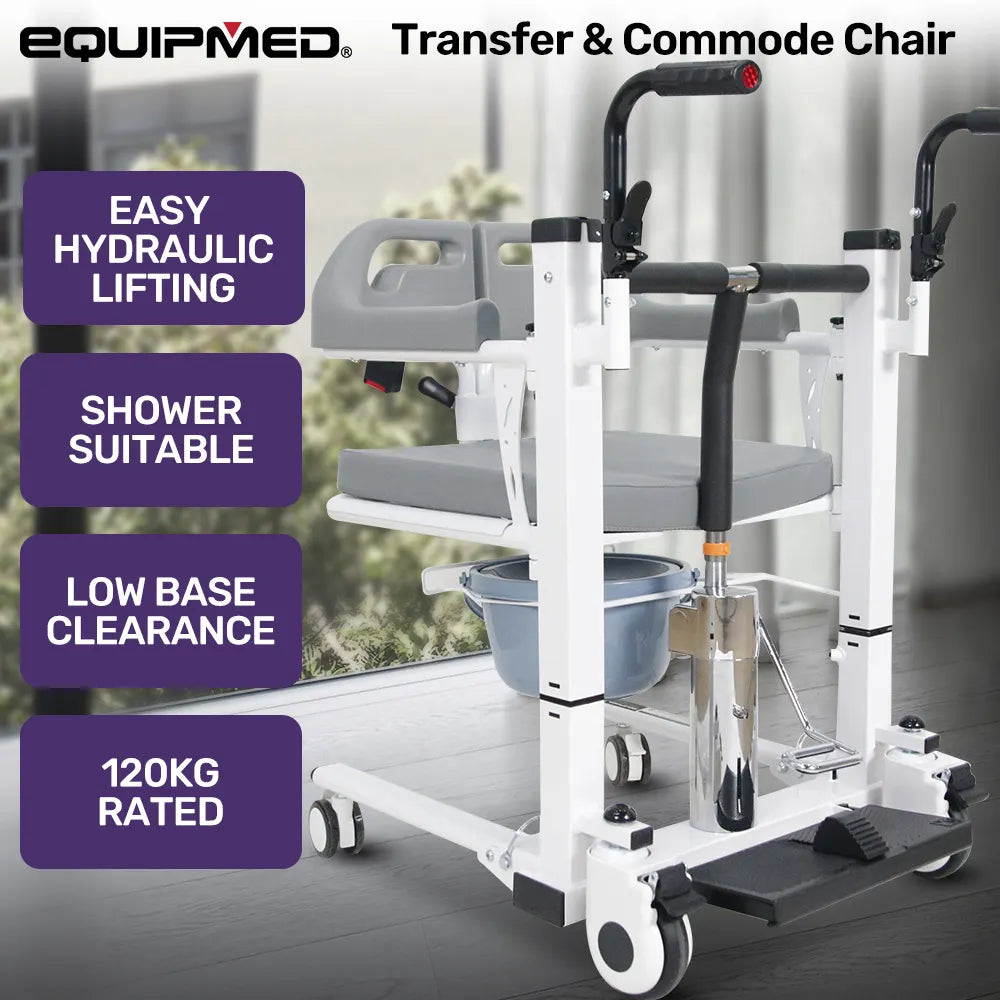 EQUIPMED 4in1 Patient Lift Transfer Chair for Seniors Elderly Disabled