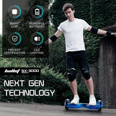 BULLET Gen III Hoverboard Scooter 6.5" Wheels, Colour LED Lighting, Carry Bag