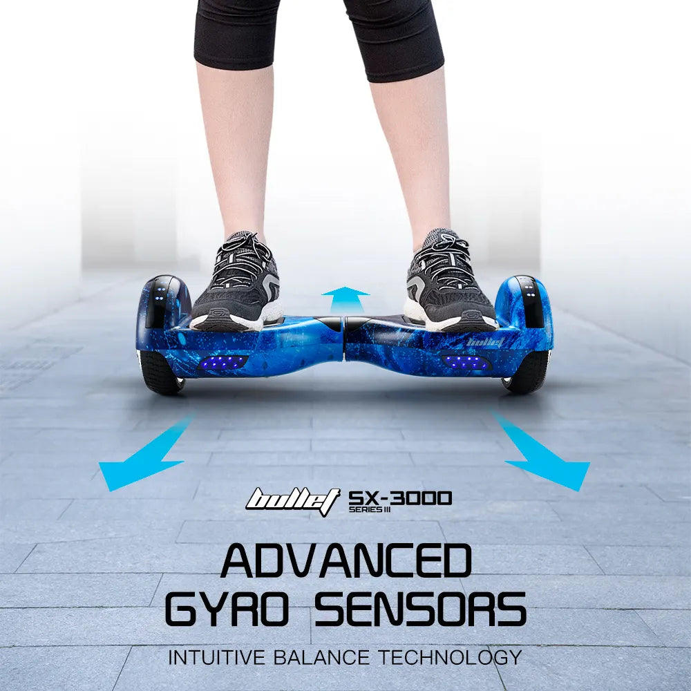 BULLET Gen III Hoverboard Scooter 6.5" Wheels, Colour LED Lighting, Carry Bag