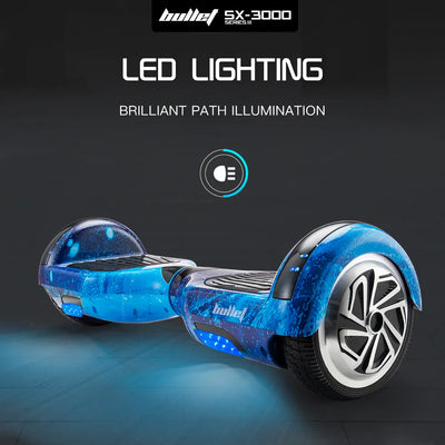 BULLET Gen III Hoverboard Scooter 6.5" Wheels, Colour LED Lighting, Carry Bag