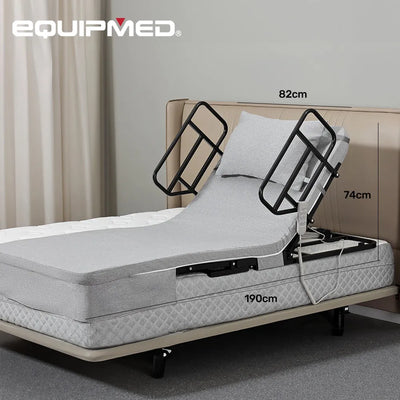 Electric Adjustable Bed, Backrest and Leg Adjustment German-Engineered Power Lifting with Remote Control, Grey