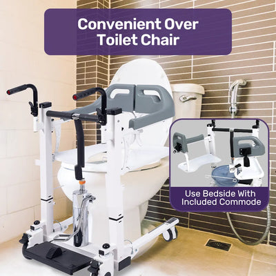 EQUIPMED 4in1 Patient Lift Transfer Chair for Seniors Elderly Disabled