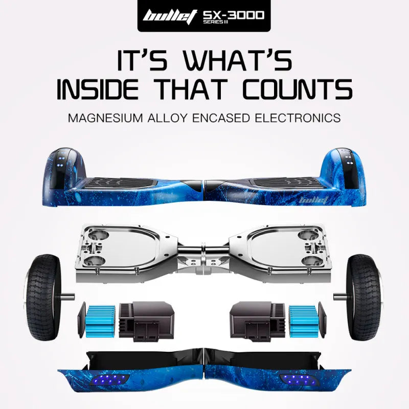 BULLET Gen III Hoverboard Scooter 6.5" Wheels, Colour LED Lighting, Carry Bag