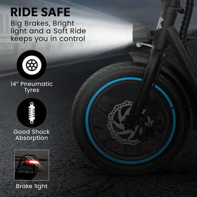 VALK Electric Scooter with Seat, 30km Range, Disc brakes, 14" Tyres, Motorised eScooter for Adults Teens Commuter