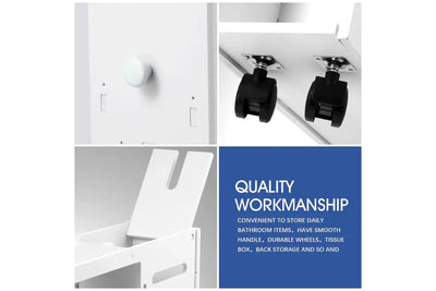 Wheeled Bathroom Cabinet Storage Drawer Organiser Toilet Caddy Tissue Box Hold