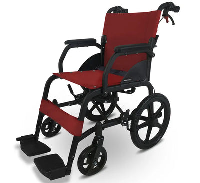 Folding Transit Wheelchair, Lightweight Aluminium for Easy Transport