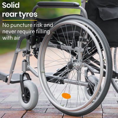 EQUIPMED Extra-Wide Folding Wheelchair, Aluminium Frame, 150kg Capacity, 24 Inch Wheels, Park Brakes, Black