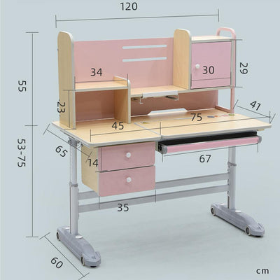 Height Adjustable Children Kids Ergonomic Study Desk Chair Set 120cm Pink AU