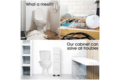 Wheeled Bathroom Cabinet Storage Drawer Organiser Toilet Caddy Tissue Box Hold