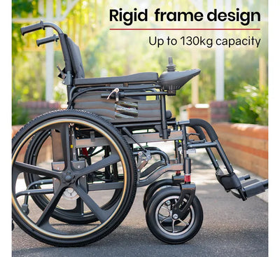 Power Electric Wheelchair, Folding, 12km Max Range, Lithium Battery, 24" Rear Wheels, Black