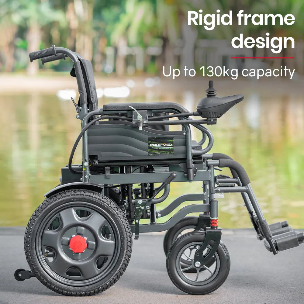 Power Electric Wheelchair, Folding, XL Wide Seat, 20km Max Range, Lithium Battery, Black