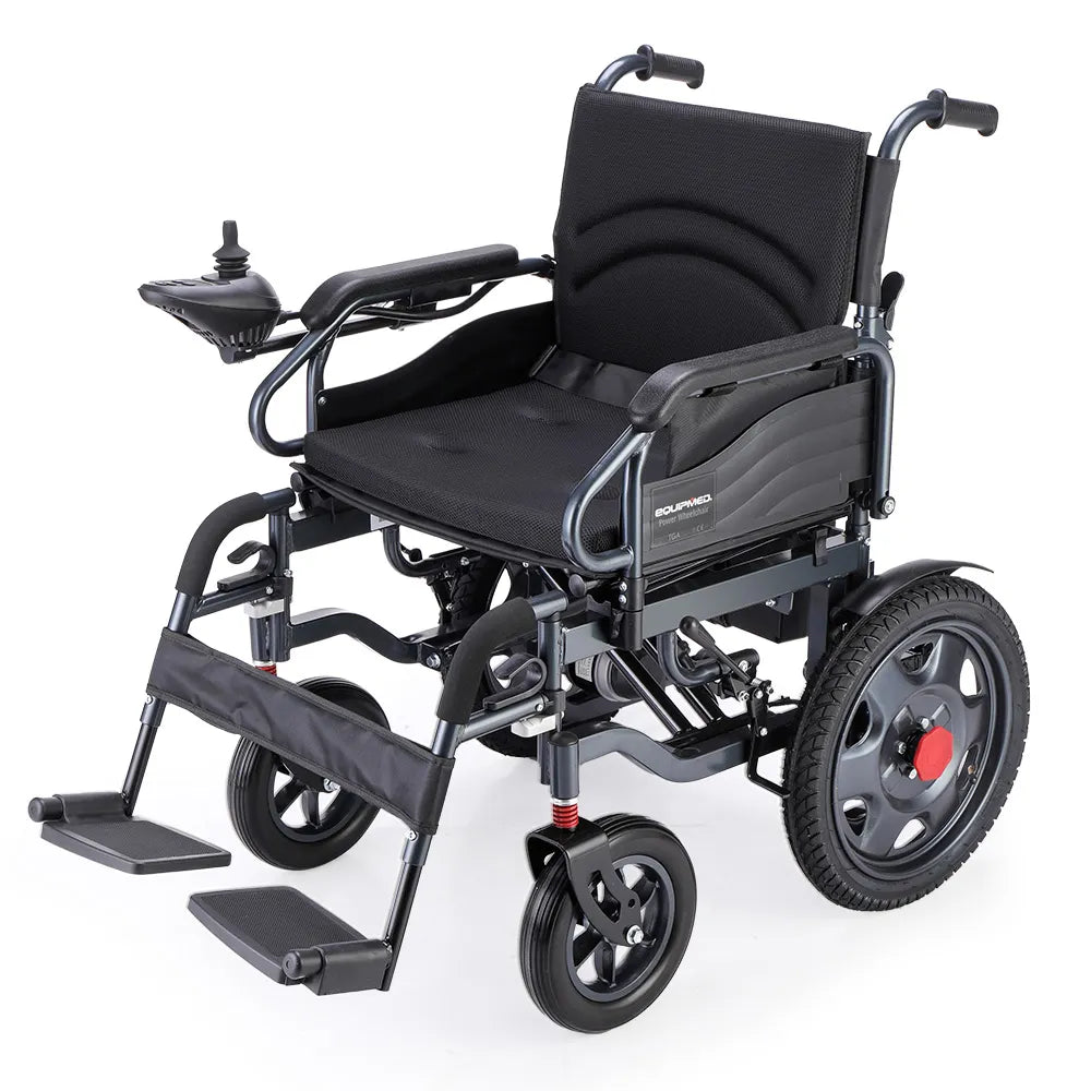 Power Electric Wheelchair, Folding, XL Wide Seat, 20km Max Range, Lithium Battery, Black