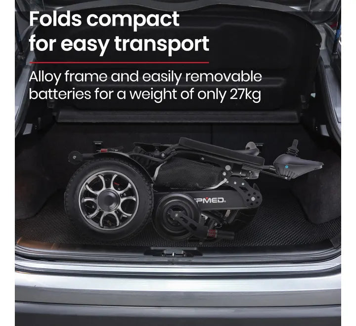 Power Electric Wheelchair, Folding, 15km Max Range, Aluminium Frame, Lithium Battery, Black