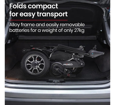 Power Electric Wheelchair, Folding, 15km Max Range, Aluminium Frame, Lithium Battery, Black