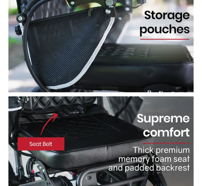 Power Electric Wheelchair, Folding, 15km Max Range, Aluminium Frame, Lithium Battery, Black