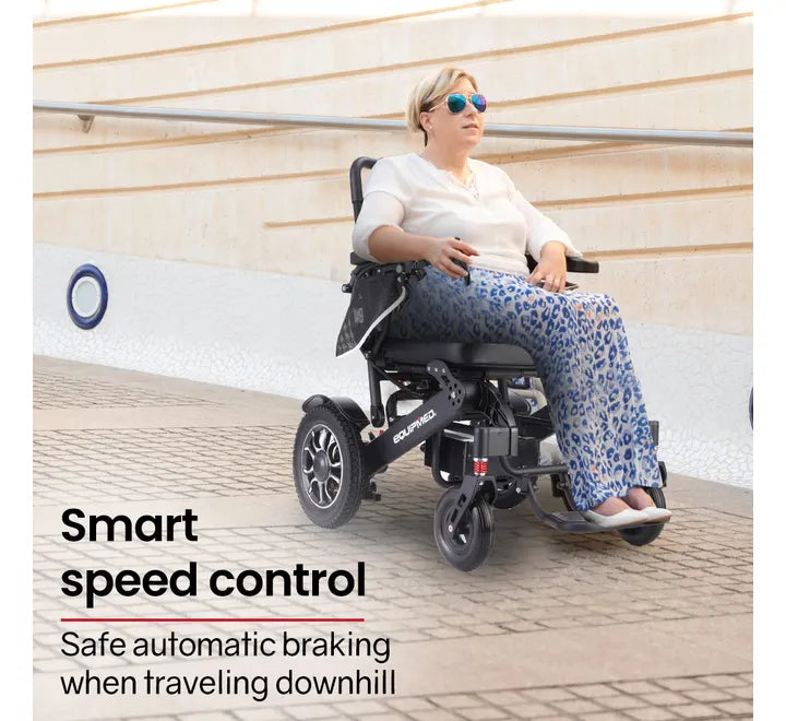 Power Electric Wheelchair, Folding, 15km Max Range, Aluminium Frame, Lithium Battery, Black