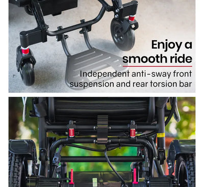 Power Electric Wheelchair, Folding, 15km Max Range, Aluminium Frame, Lithium Battery, Black