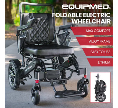 Power Electric Wheelchair, Folding, 15km Max Range, Aluminium Frame, Lithium Battery, Black
