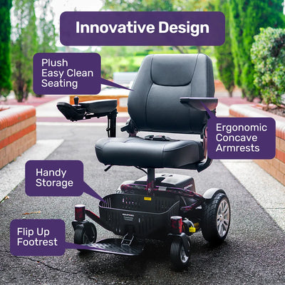 Heavy Duty Electric Wheelchair, Up to 20km Range, Ultra-Comfortable, Safe Stable Non-Slip Anti-Roll Back Power Chair, Red
