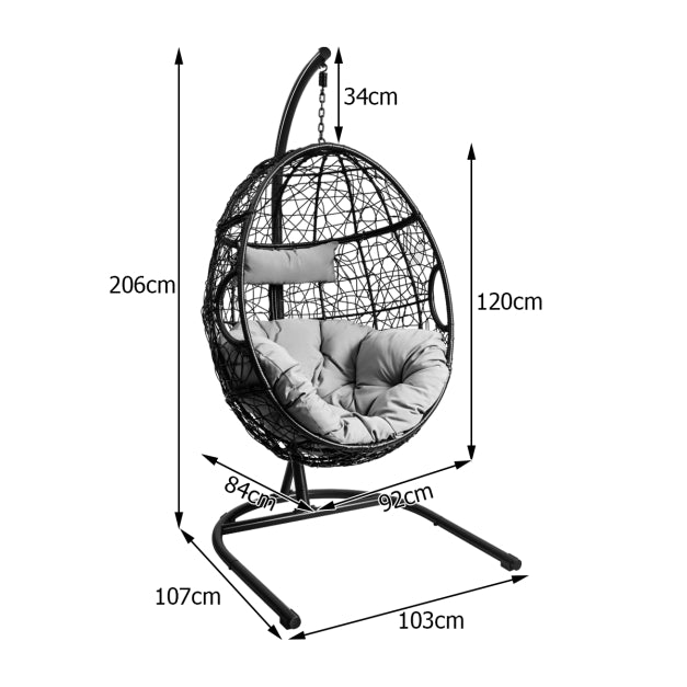 Hanging Egg Shape Wicker Swing Chair