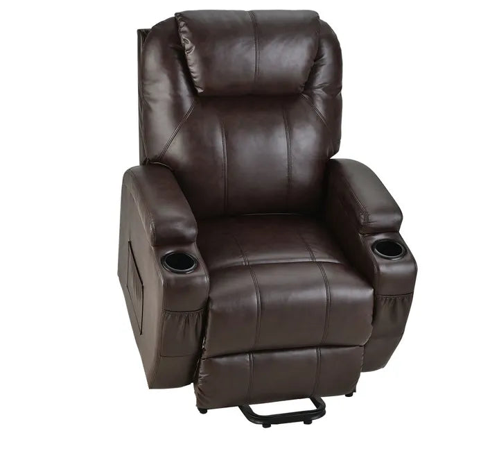 Electric Massage Recliner Lift Heat Chair for Elderly Aged Care, Dark Crimson