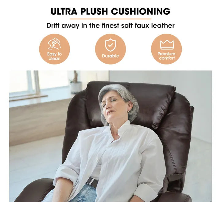 Electric Massage Recliner Lift Heat Chair for Elderly Aged Care, Dark Crimson