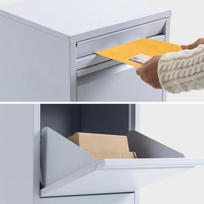 Freestanding Parcel Post Box Letterbox, Letter Slot, Surfmist Light Grey