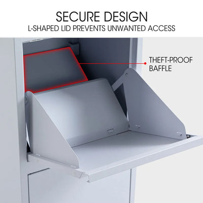 Freestanding Parcel Post Box Letterbox, Letter Slot, Surfmist Light Grey