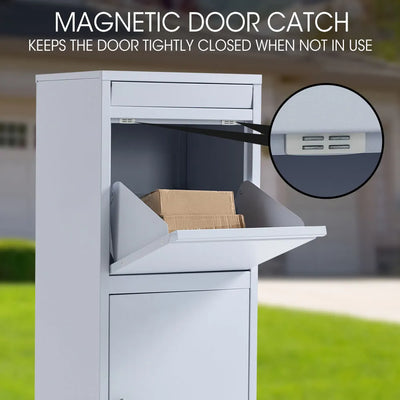 Freestanding Parcel Post Box Letterbox, Letter Slot, Surfmist Light Grey