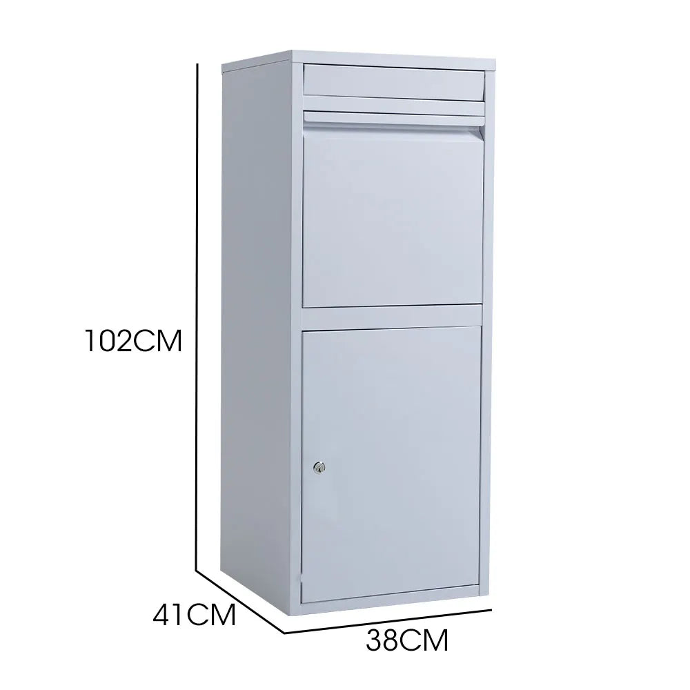 Freestanding Parcel Post Box Letterbox, Letter Slot, Surfmist Light Grey