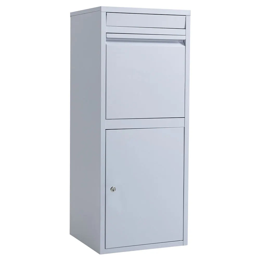 Freestanding Parcel Post Box Letterbox, Letter Slot, Surfmist Light Grey