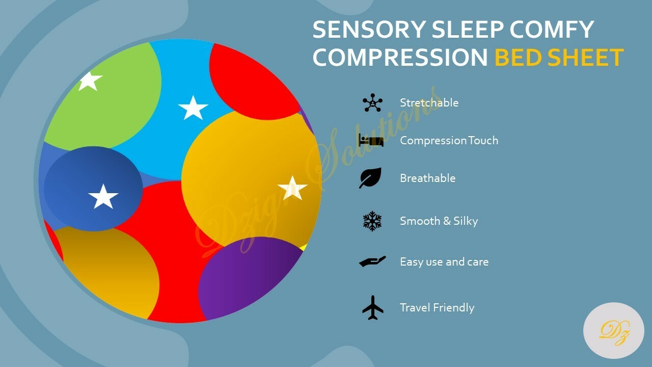 Sensory Sleep Comfy Compression Bed Sheet, Printed, Single/King Single