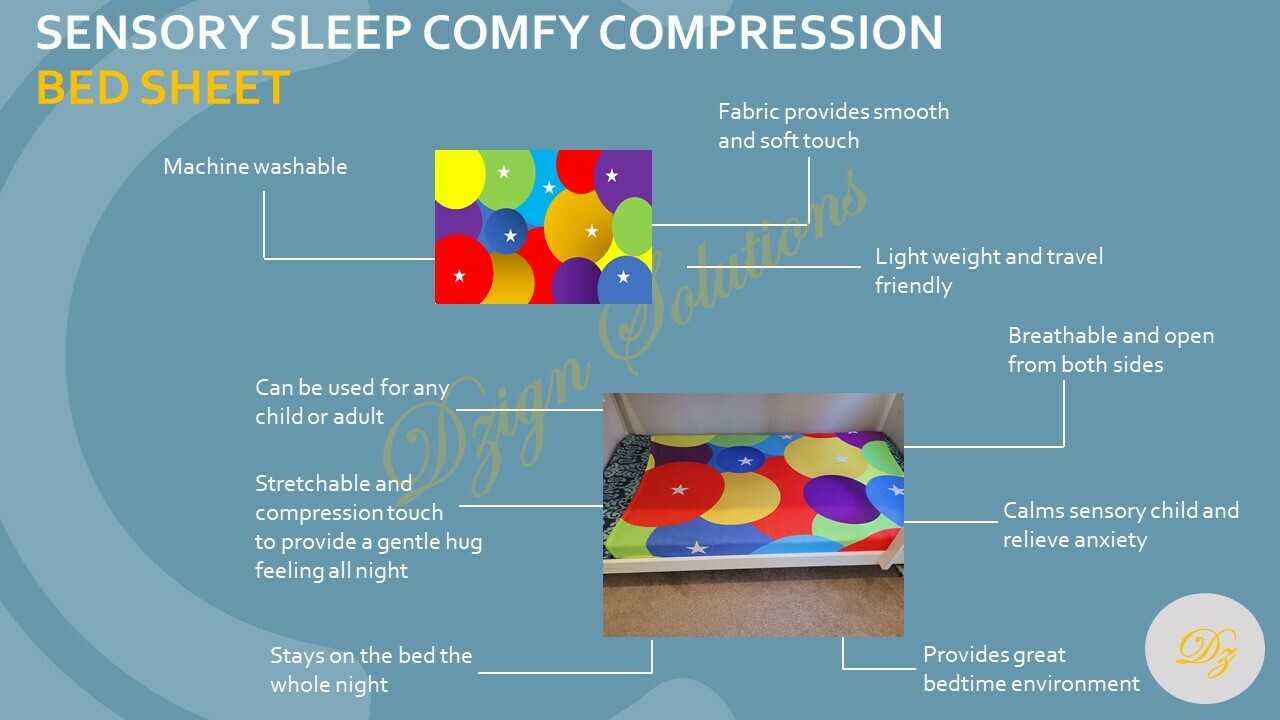 Sensory Sleep Comfy Compression Bed Sheet, Printed, Single/King Single