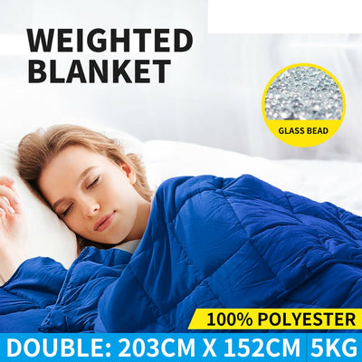 DreamZ Weighted Blanket Heavy Gravity Deep Relax 5KG Adult Double Navy