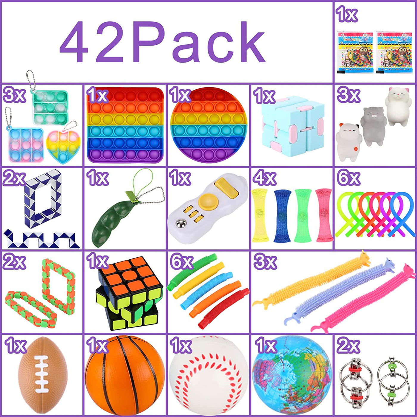 42 Pack Sensory Fidget Toys Set