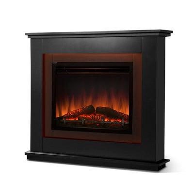 Devanti 2000W Electric Fireplace Mantle Portable Fire Log Wood Heater 3D Flame Effect Black