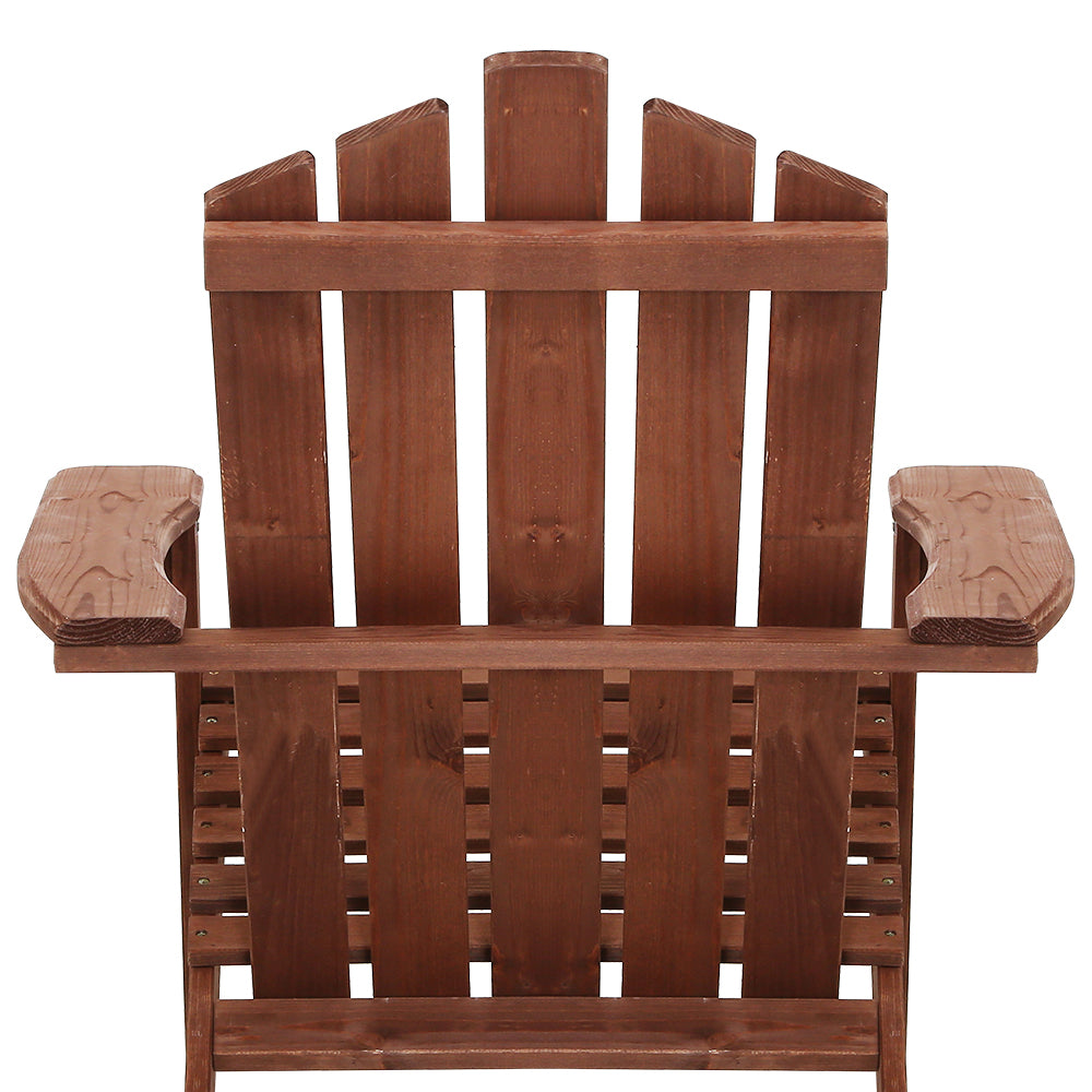 Gardeon Outdoor Sun Lounge Beach Chairs Table Setting Wooden Adirondack Patio Brown Chair