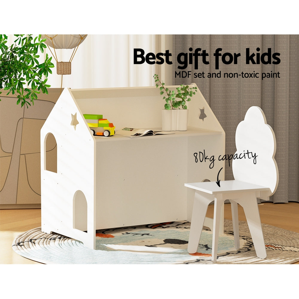 Keezi Kids Table and Chairs Set Activity Chalkboard Play Study Toys Storage Desk