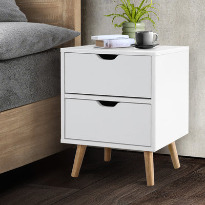 Artiss Bedside Tables Drawers Side Table Nightstand White Storage Cabinet Wood