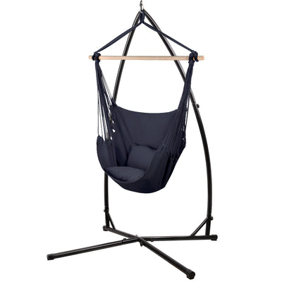 Gardeon Outdoor Hammock Chair with Steel Stand Hanging Hammock with Pillow Grey