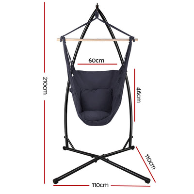 Gardeon Outdoor Hammock Chair with Steel Stand Hanging Hammock with Pillow Grey