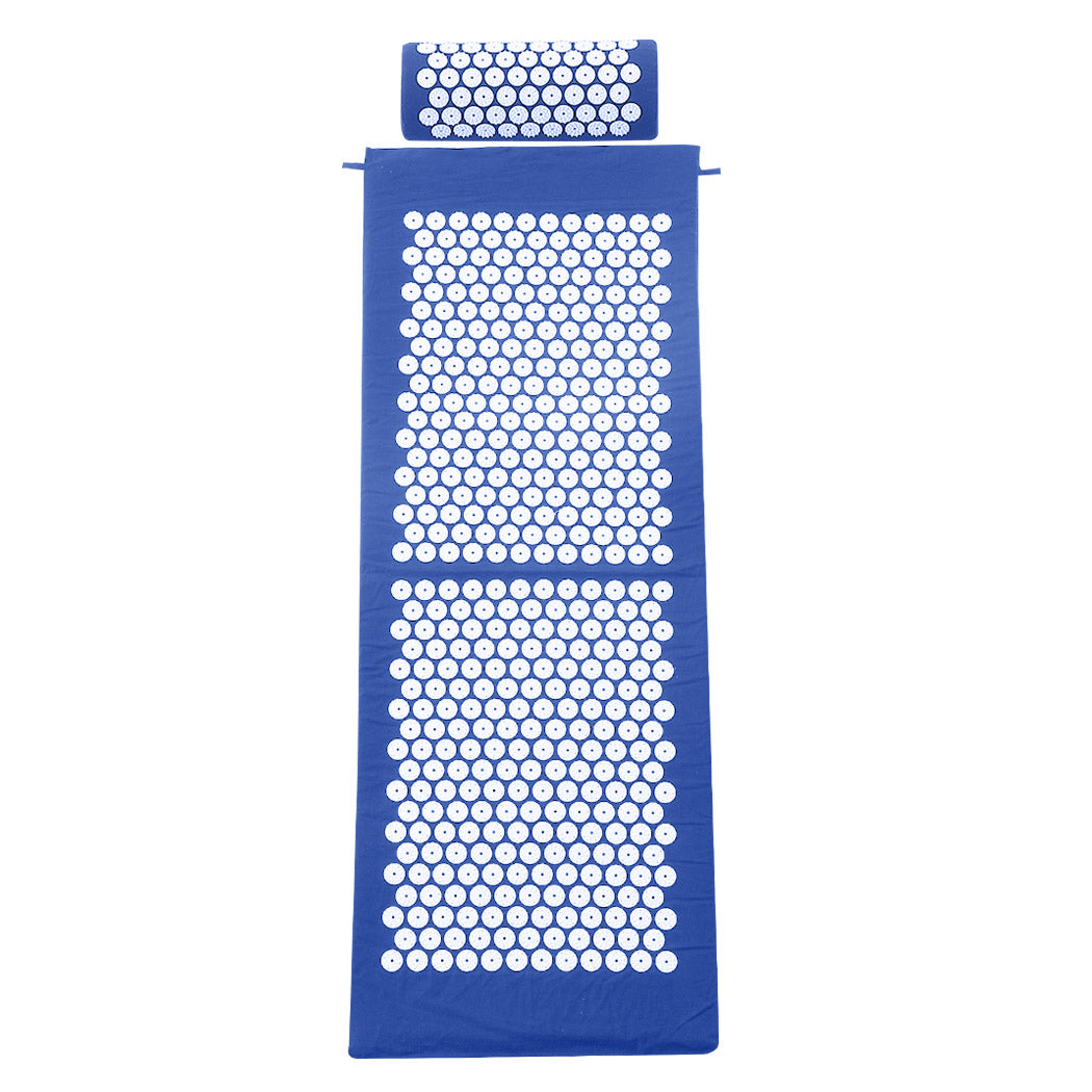 Acupressure Mat Yoga Massage Sit Lying Pain Stress Relax Blue 130 x 50cm
