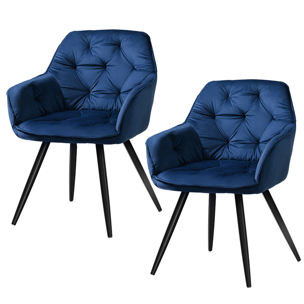 Artiss Set of 2 Calivia Dining Chairs Kitchen Chairs Upholstered Velvet Blue