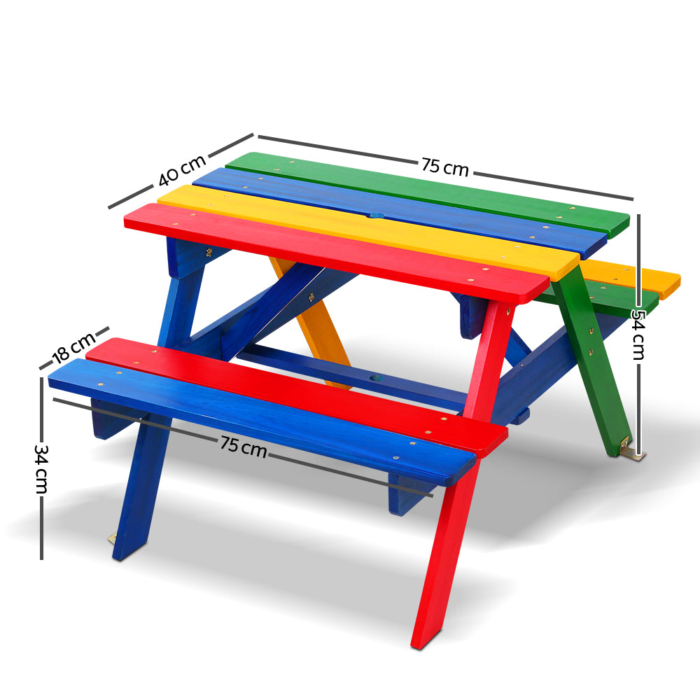Kids Colorful Wooden Bench Set