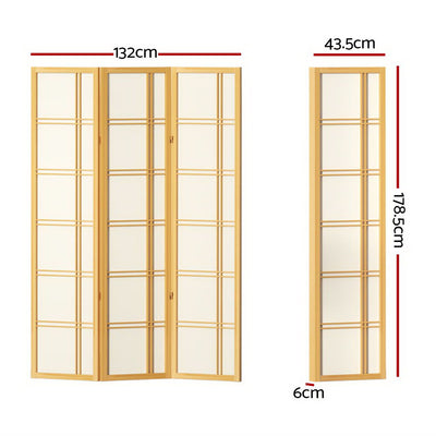 Artiss Room Divider Screen Privacy Wood Dividers Stand 3 Panel Nova Natural