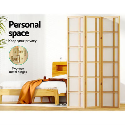 Artiss Room Divider Screen Privacy Wood Dividers Stand 3 Panel Nova Natural